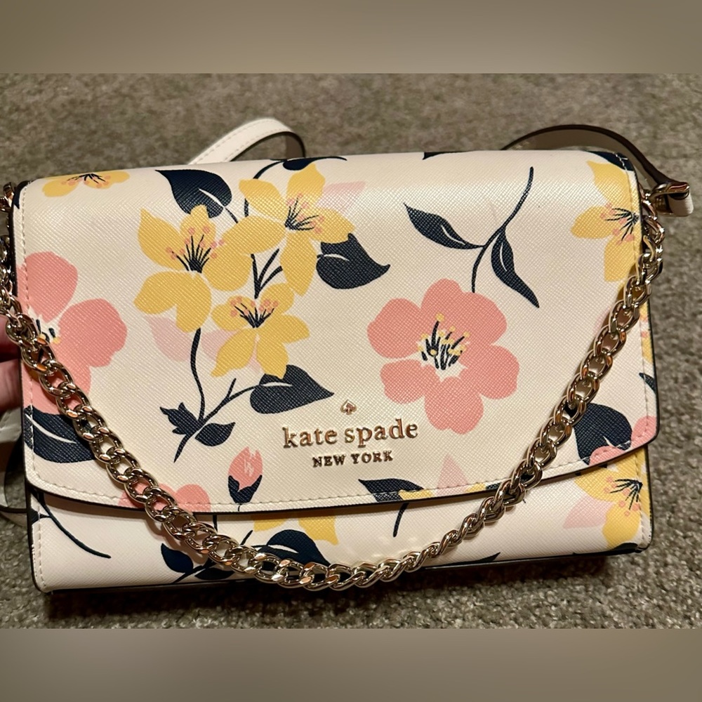 Kate Spade Carson Convertible Crossbody Lily Blooms Cream Multi